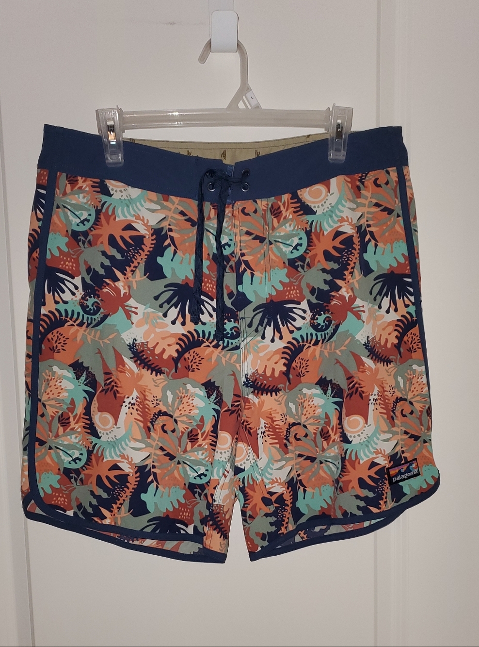 Patagonia Men's Coral, Teal & Navy Tropical Board Shorts